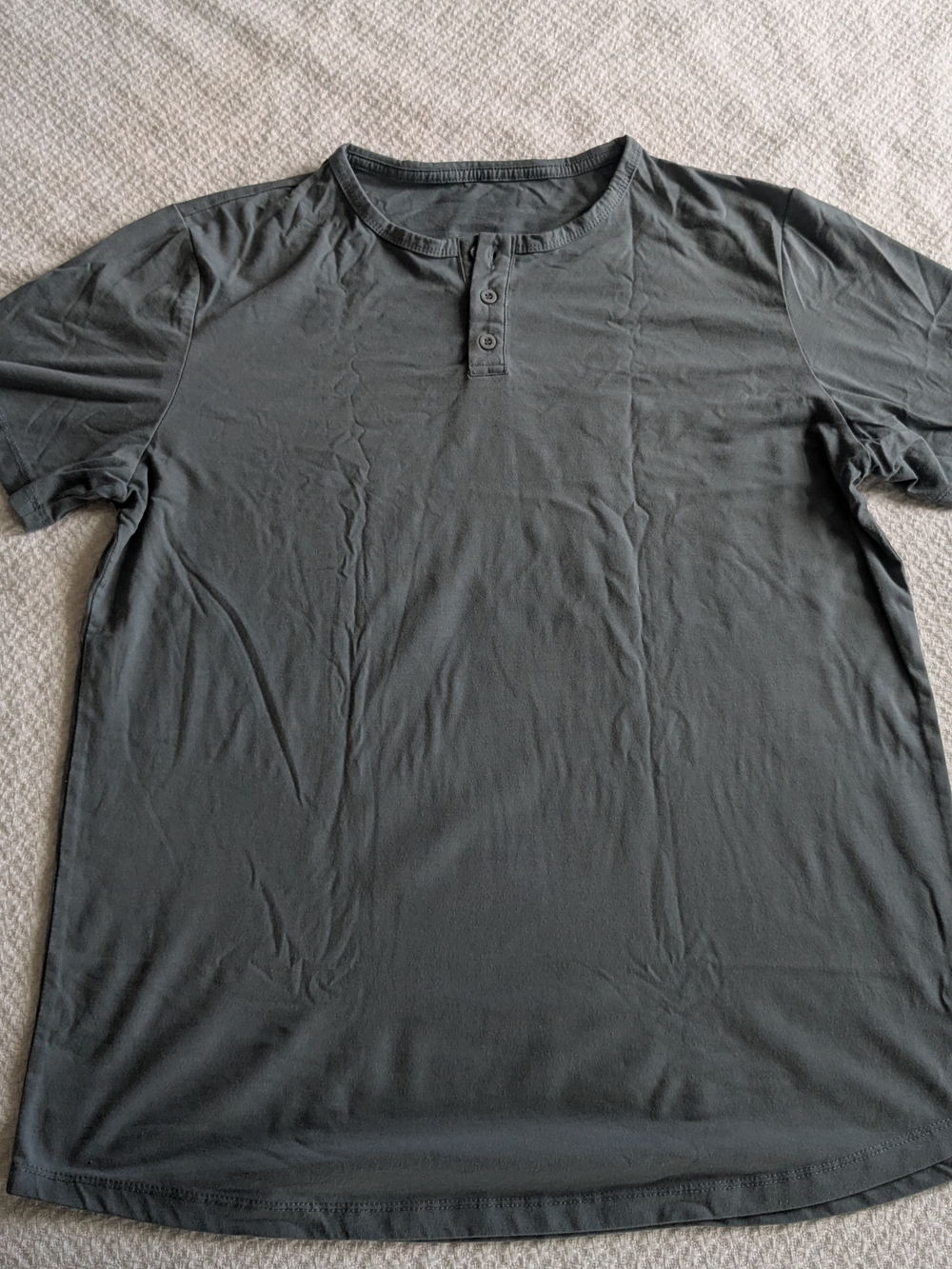 Men's Short-Sleeve Henley Shirt - Dark Gray